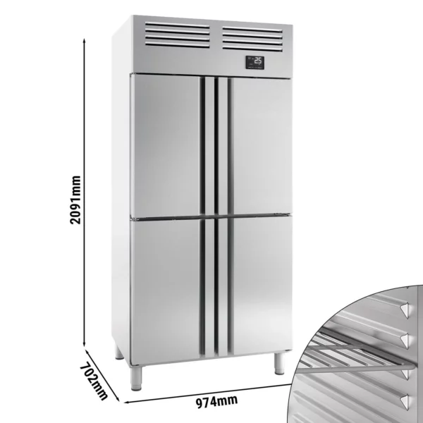 Chladnička PREMIUM PLUS - GN 1/1 - 745 litrů - se 4 polovičními dveřmi z nerezavějící oceli