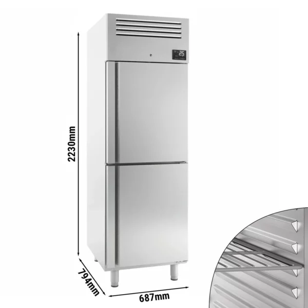 Chladnička PREMIUM PLUS - GN 2/1 - 560 litrů - se 2 nerezovými polovičními dveřmi