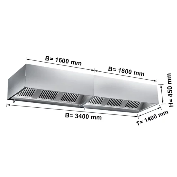 Skříňová digestoř 3,4 m - s filtrem a lampou - Image 5