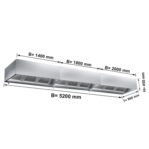 Skříňová digestoř 5,2 m - s filtrem a lampou - Image 4