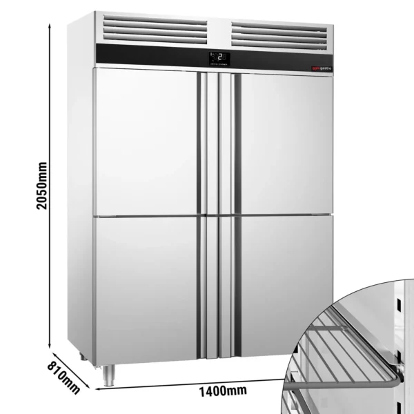 Chladnička PREMIUM - GN 2/1 - 1400 litrů - se 4 nerezovými polovičními dveřmi