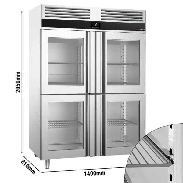 Chladnička PREMIUM - GN 2/1 - 1400 litrů - se 4 skleněnými polovičními dveřmi