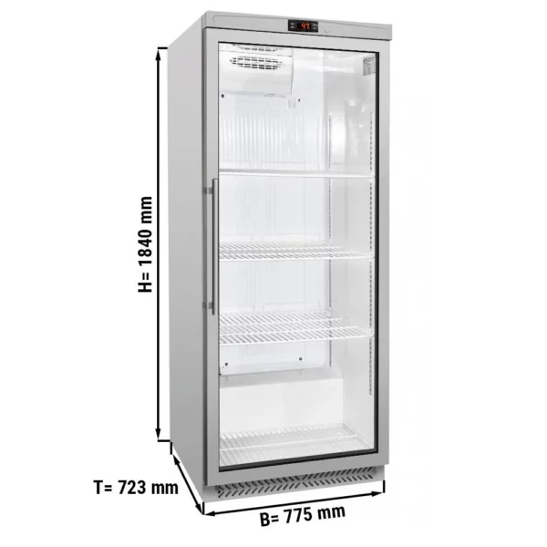Úložná chladnička ECO - 580 litrů - s 1 skleněnými dvířky