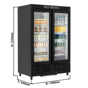 Chladnička - samoobslužná - 2 skleněné dveře a LED osvětlení