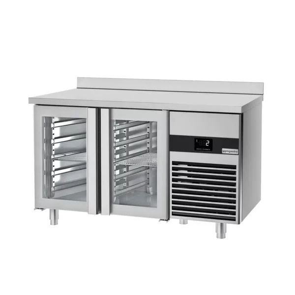 Chladící stůl PREMIUM - 1400x700mm - se 2 skleněnými dvířky a zadním krytem - Image 2
