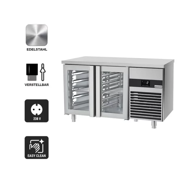 Chladící stůl PREMIUM - 1400x700mm - se 2 skleněnými dveřmi - Image 2