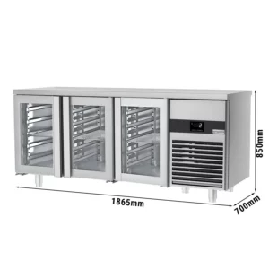 Chladící stůl PREMIUM - 1860x700mm - se 3 skleněnými dveřmi