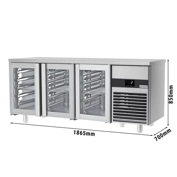 Chladící stůl PREMIUM - 1860x700mm - se 3 skleněnými dveřmi