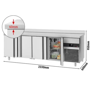 Chladící stůl PREMIUM - 2330x600mm - se 4 dveřmi a podstavcem