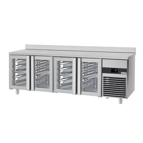 Chladící stůl PREMIUM - 2300x700mm - se 4 skleněnými dvířky a zadním krytem - Image 4