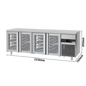 Chladící stůl PREMIUM - 2300x700mm - se 4 skleněnými dveřmi