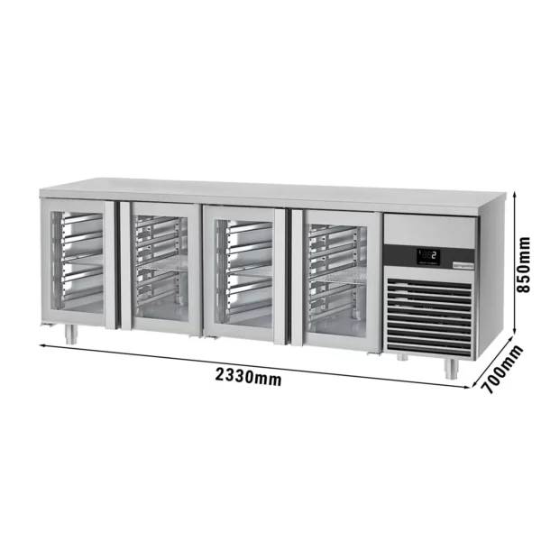 Chladící stůl PREMIUM - 2300x700mm - se 4 skleněnými dveřmi
