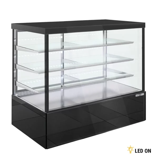 Dortová vitrína - 1800 mm - s LED osvětlením a 3 policemi - zrcadlová přední strana - černá - Image 5