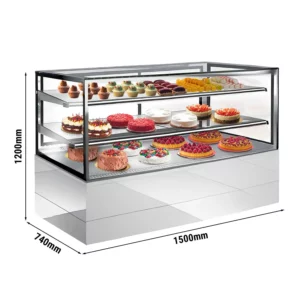 Dortová vitrína - 1500 mm - s LED osvětlením a 2 policemi