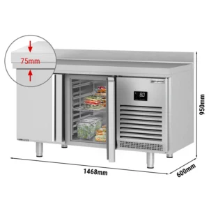Chladící stůl PREMIUM PLUS - 1468x600 mm - se 2 dveřmi a se stojanem