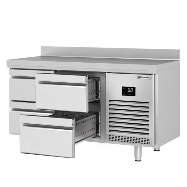 Chladící stůl PREMIUM PLUS - 1468 x 600 mm - se 4 zásuvkami a zadní stěnou - Image 6