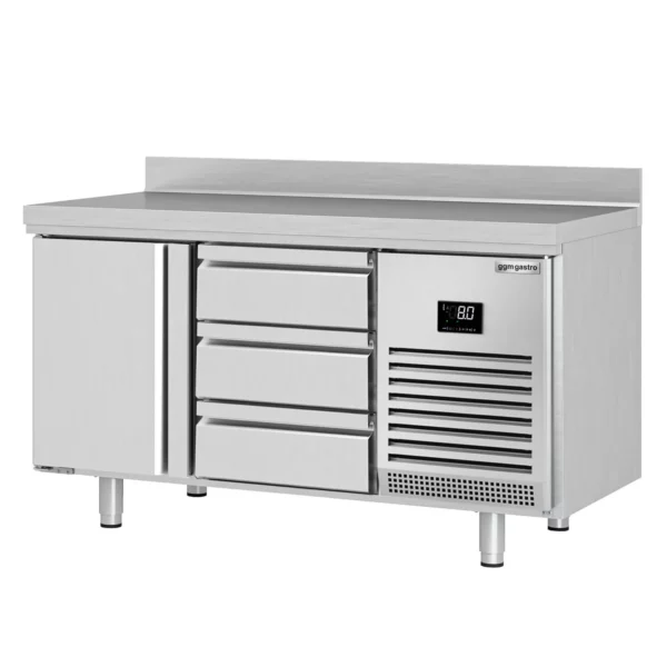 Chladící stůl PREMIUM PLUS - 1468x700 mm - s 1 dvířky a 3 zásuvkami a se zadní stěnou - Image 6