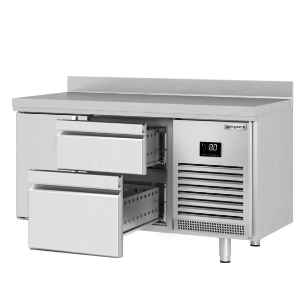 Chladící stůl PREMIUM PLUS - 1468x600 mm - s 1 dvířky a 2 zásuvkami a se zadní stěnou - Image 7