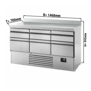 Chladící stůl PREMIUM PLUS - 1460 x 700 mm - 6 zásuvek a zásuvka