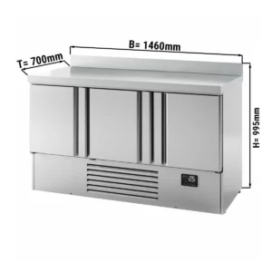 Chladící stůl PREMIUM PLUS - 1460 x 700 mm - se 3 dveřmi a podstavcem