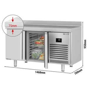 Chladící stůl PREMIUM PLUS - 1468x700 mm - se 2 dveřmi a se stojanem