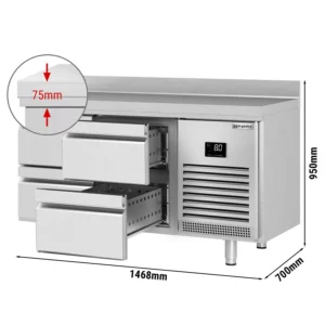 Chladící stůl PREMIUM PLUS - 1468x700 mm - 4 zásuvky a zásuvka