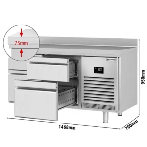 Chladící stůl PREMIUM PLUS - 1468x700 mm - 4 zásuvky a zásuvka