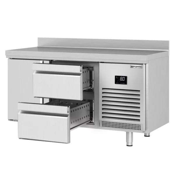 Chladící stůl PREMIUM PLUS - 1468x700 mm - s 1 dvířky a 2 zásuvkami a se zadním krytem - Image 7
