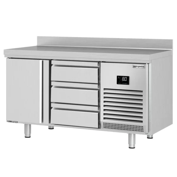 Chladící stůl PREMIUM PLUS - 1468x700 mm - s 1 dvířky a 3 zásuvkami a se zadní stěnou - Image 9