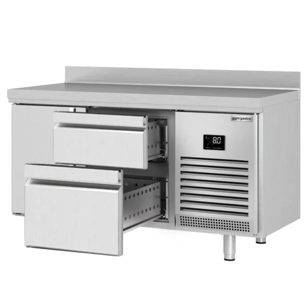 Chladící stůl PREMIUM PLUS - 1468x700 mm - s 1 dvířky a 2 zásuvkami a se zadním krytem - Image 8