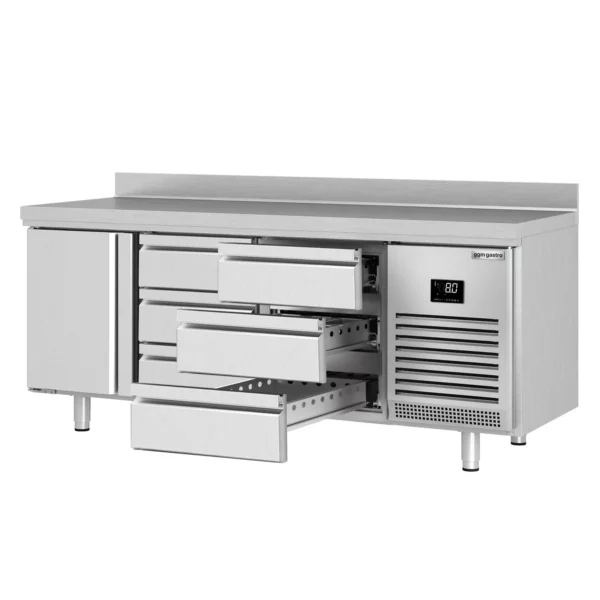 Chladící stůl PREMIUM PLUS - 1960x600mm - s 1 dvířky a 6 zásuvkami a se zadní stěnou - Image 7