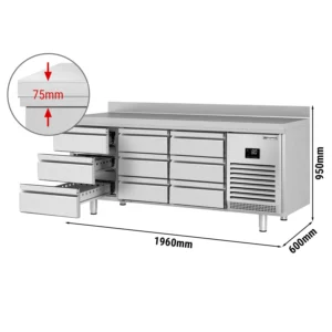 Chladící stůl PREMIUM PLUS - 1960x600mm - 9 zásuvek a zásuvka
