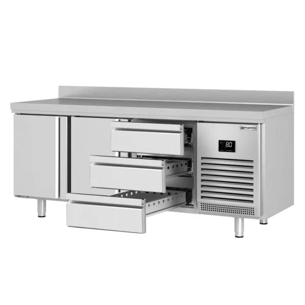Chladící stůl PREMIUM PLUS - 1960x600mm - se 2 dvířky a 3 zásuvkami a se zadní stěnou - Image 7