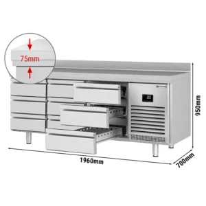 Chladící stůl PREMIUM PLUS - 1960 x 700 mm - 9 zásuvek a zásuvka