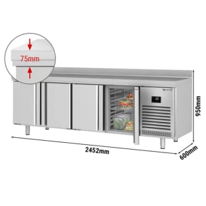 Chladící stůl PREMIUM PLUS - 2452 x 600 mm - se 4 dveřmi a podstavcem