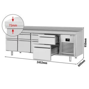 Chladící stůl PREMIUM PLUS - 2452 x 600 mm - 8 zásuvek a zásuvka