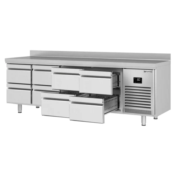 Chladící stůl PREMIUM PLUS - 2452 x 700 mm - 8 zásuvek a zásuvka - Image 7