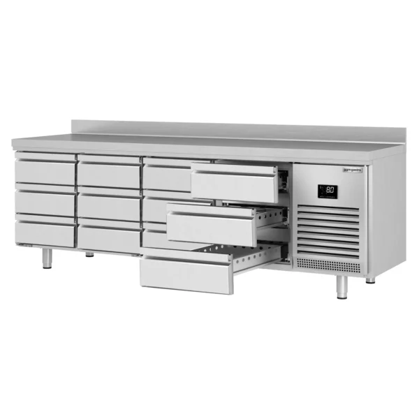 Chladící stůl PREMIUM PLUS - 2452 x 700 mm - 12 zásuvek a zásuvka - Image 7