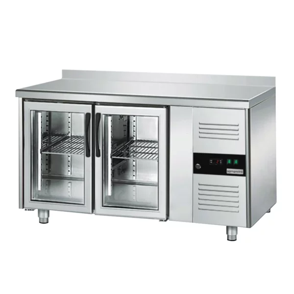 Nápojový chladící stůl ECO - 1360x700mm - se 2 skleněnými dvířky a podstavcem - Image 5
