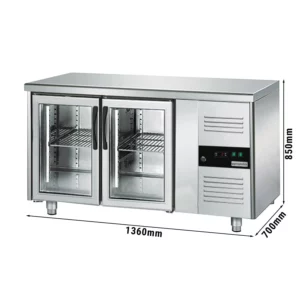 Nápojový chladící stůl ECO - 1360x700m - se 2 skleněnými dvířky