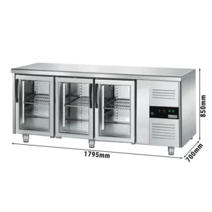 Nápojový chladící stůl ECO - 1800x700mm - se 3 skleněnými dvířky