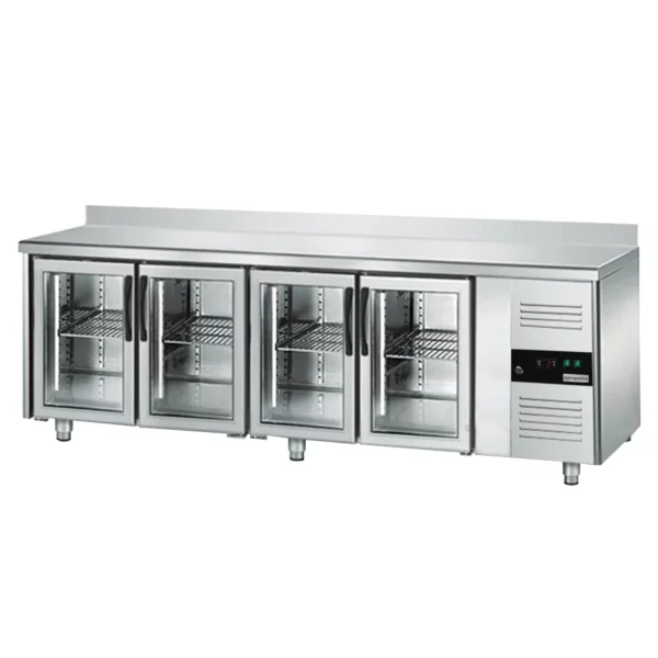 Nápojový chladící stůl ECO - 2230x700mm - se 4 skleněnými dvířky a podstavcem - Image 6