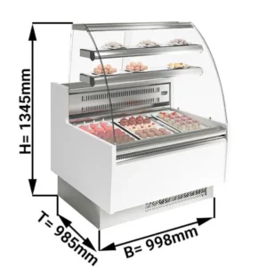 Dortový pult - 990mm - s LED osvětlením - se 2 policemi
