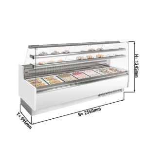Dortový pult - 2560 mm - s LED osvětlením a 2 policemi