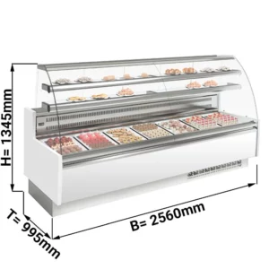 Dortový pult - 2560 mm - s LED osvětlením a 2 policemi