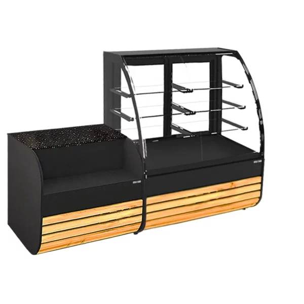 Dortová vitrína - 1380 mm - s LED osvětlením a 3 policemi - včetně pokladního stolu 1100 mm - Image 9