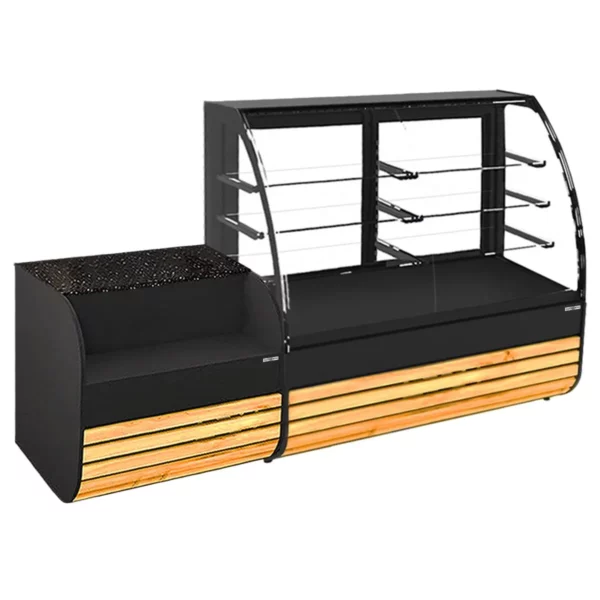 Dortová vitrína - 1840 mm - s LED osvětlením a 3 policemi - včetně pokladního stolu 1100 mm - Image 10