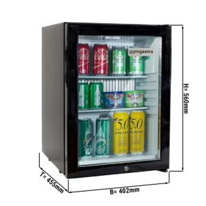 Minibar chladnička - s 1 skleněnými dveřmi - tichá & uzamykatelná