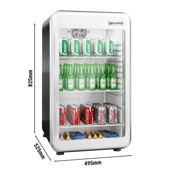 Mini barová chladnička - 113L - s 1 skleněnými dveřmi - černá/stříbrná