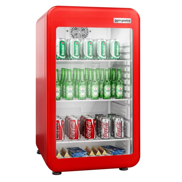 Mini barová chladnička - 113L - s 1 skleněnými dveřmi - červená - Image 3